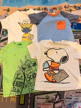 3/4t bundle boys t shirts 4 pc Peanuts Snoopy White Kids T‑Shirt - Short Sleeve